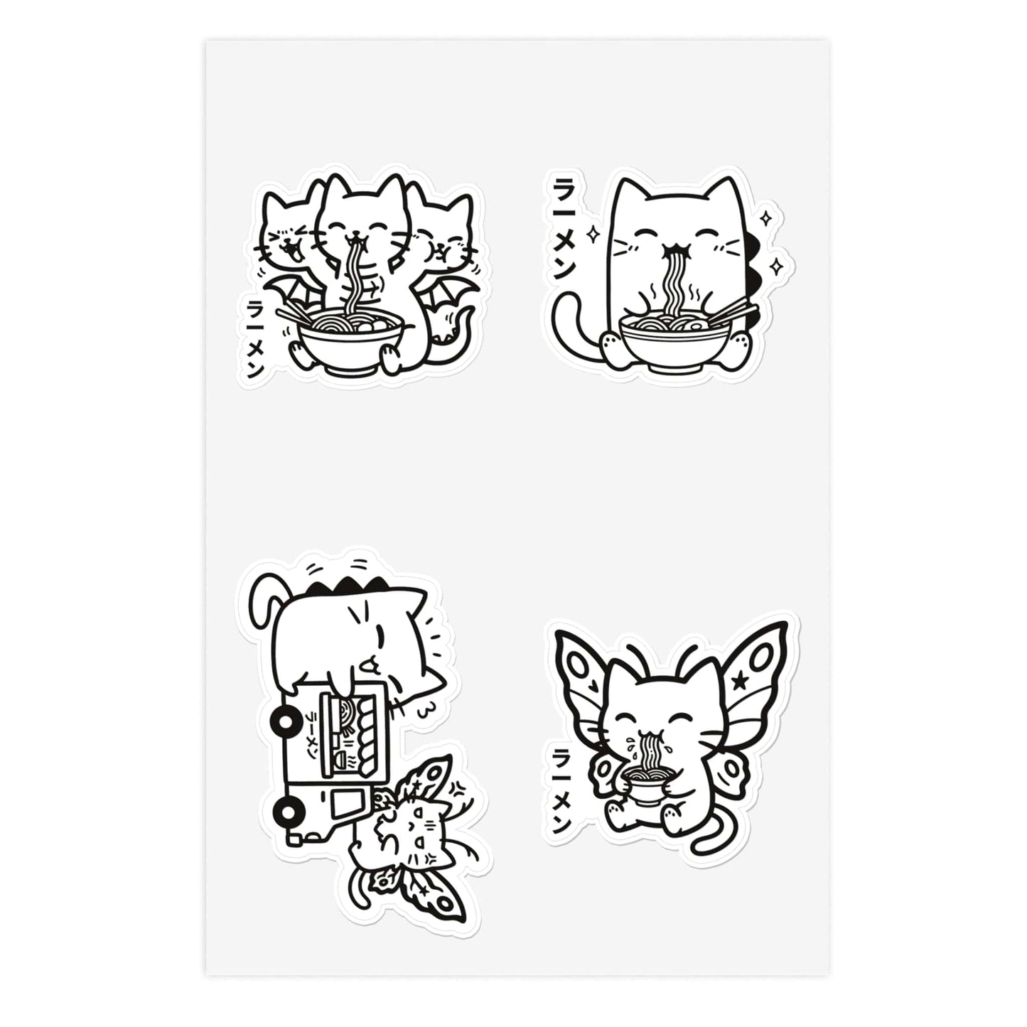 🍜 Kyattojira & Friends — Ramen Time Sticker Pack 2 6" × 4" / White / Die-Cut 23565378895522662703 Paper products