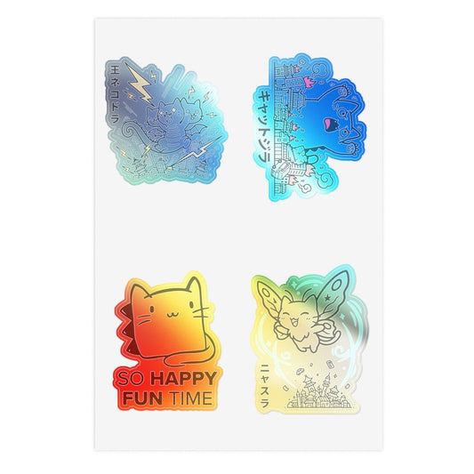 😺 Kyattojira & Friends Sticker Pack — Cute Chaos Edition 6" × 4" / Holographic / Die-Cut 15589039877585958175 Paper products