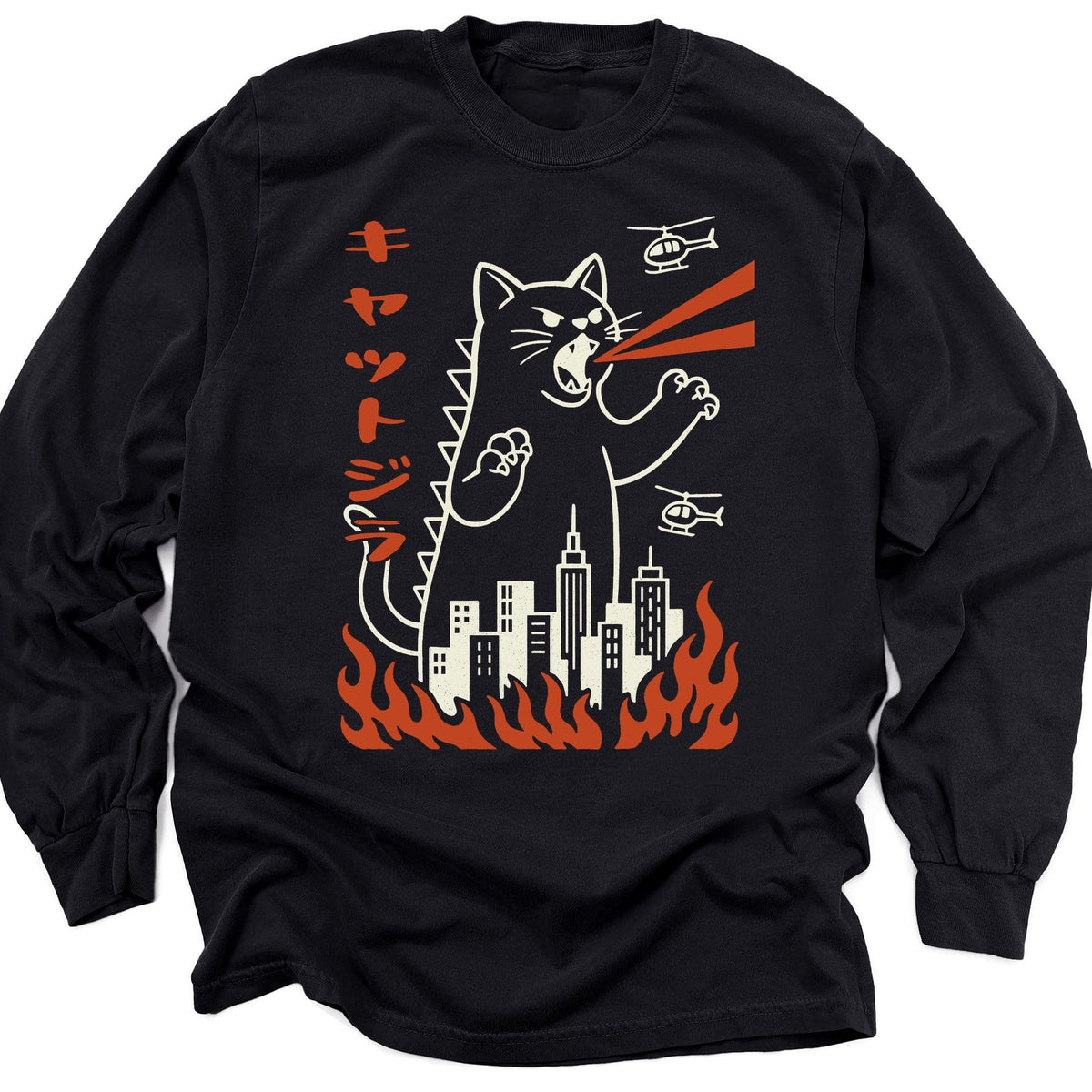 Kyattojira Long Sleeve Black / S 73859199402625874770 Long-sleeve
