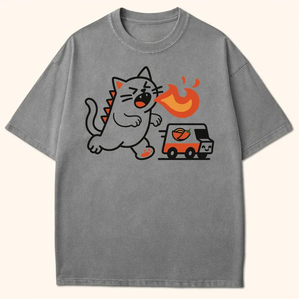 Kyattojira Loves Spicy Ramen T-Shirt Grey / S 10564260178503918256 T-Shirt