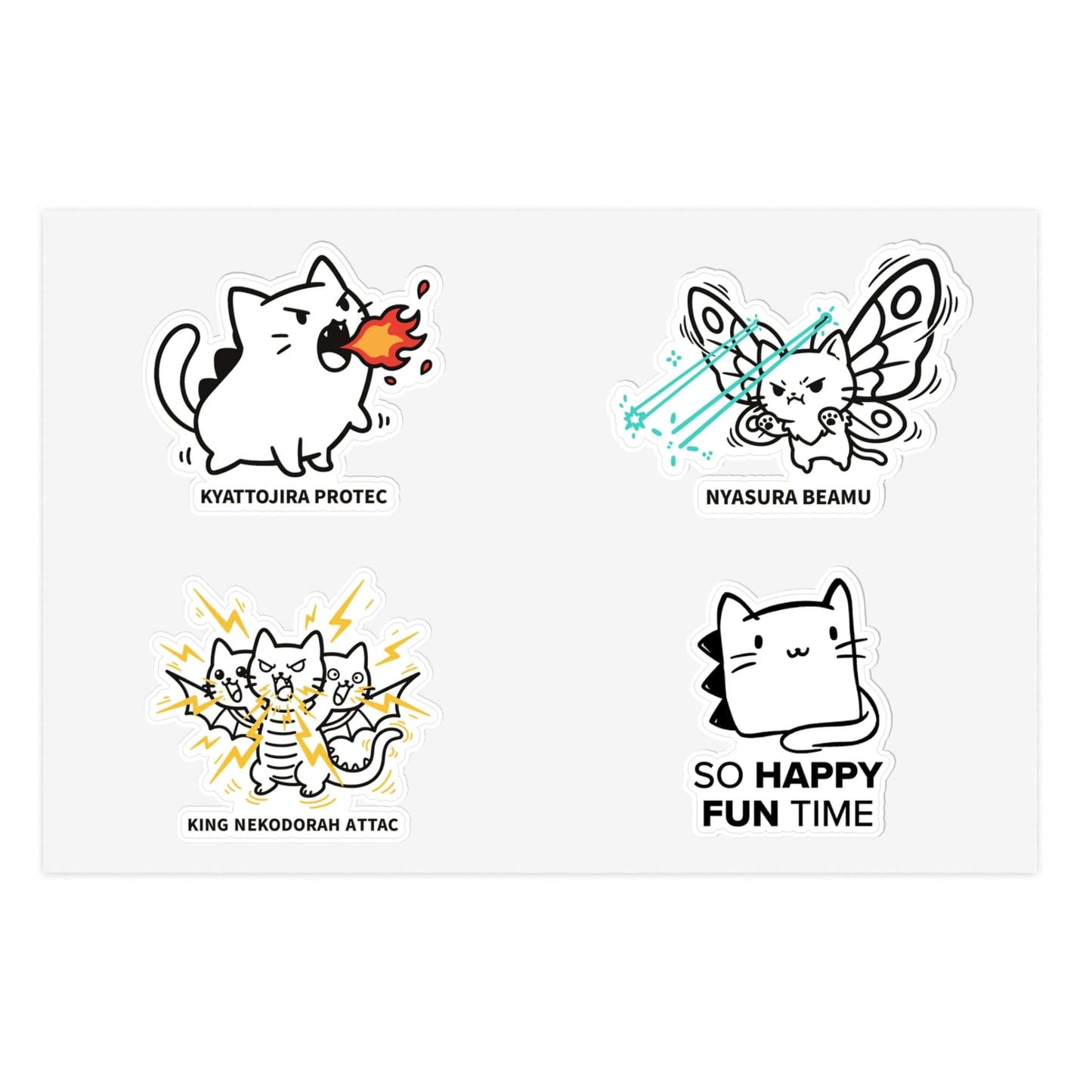 💥 Kyattojira Mini Chaos Sticker Pack — Protec / Attac / Beamu Edition 6" × 4" / White / Die-Cut 18441631804717991055 Paper products