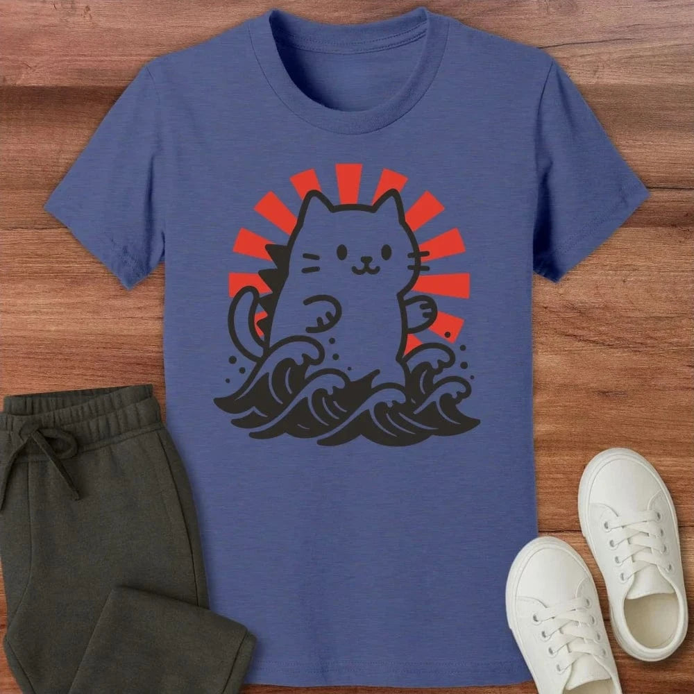 Kyattojira Rising Kids T-Shirt Heather Navy / S 25214948809073346103 Kids clothes