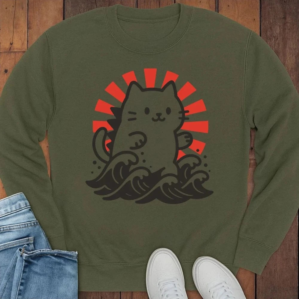 Kyattojira Rising Sweatshirt S / Military Green 20652786688556196029 Sweatshirt