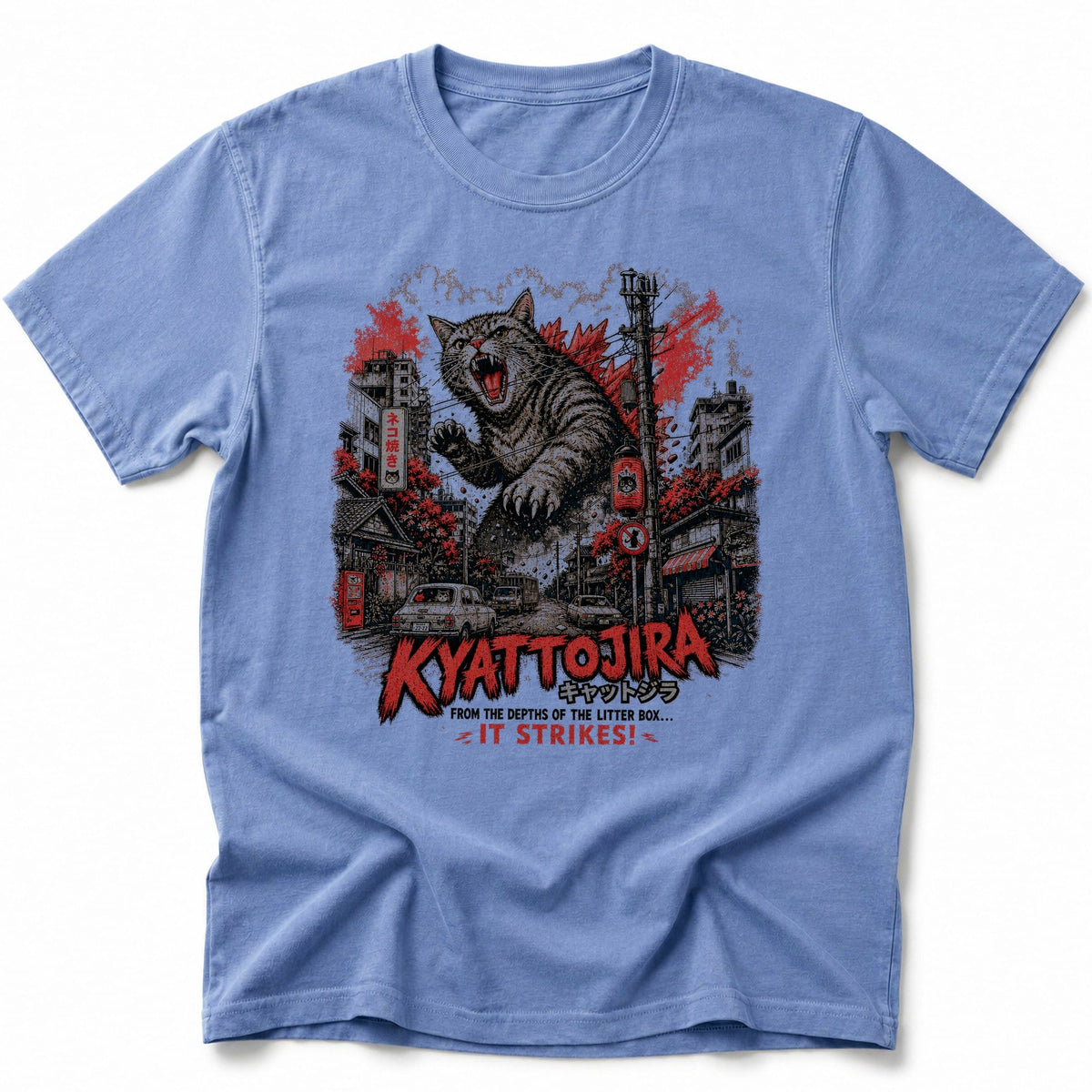 Kyattojira Roarway T-Shirt Blue Jean / S 33486759906233902112 T-Shirt