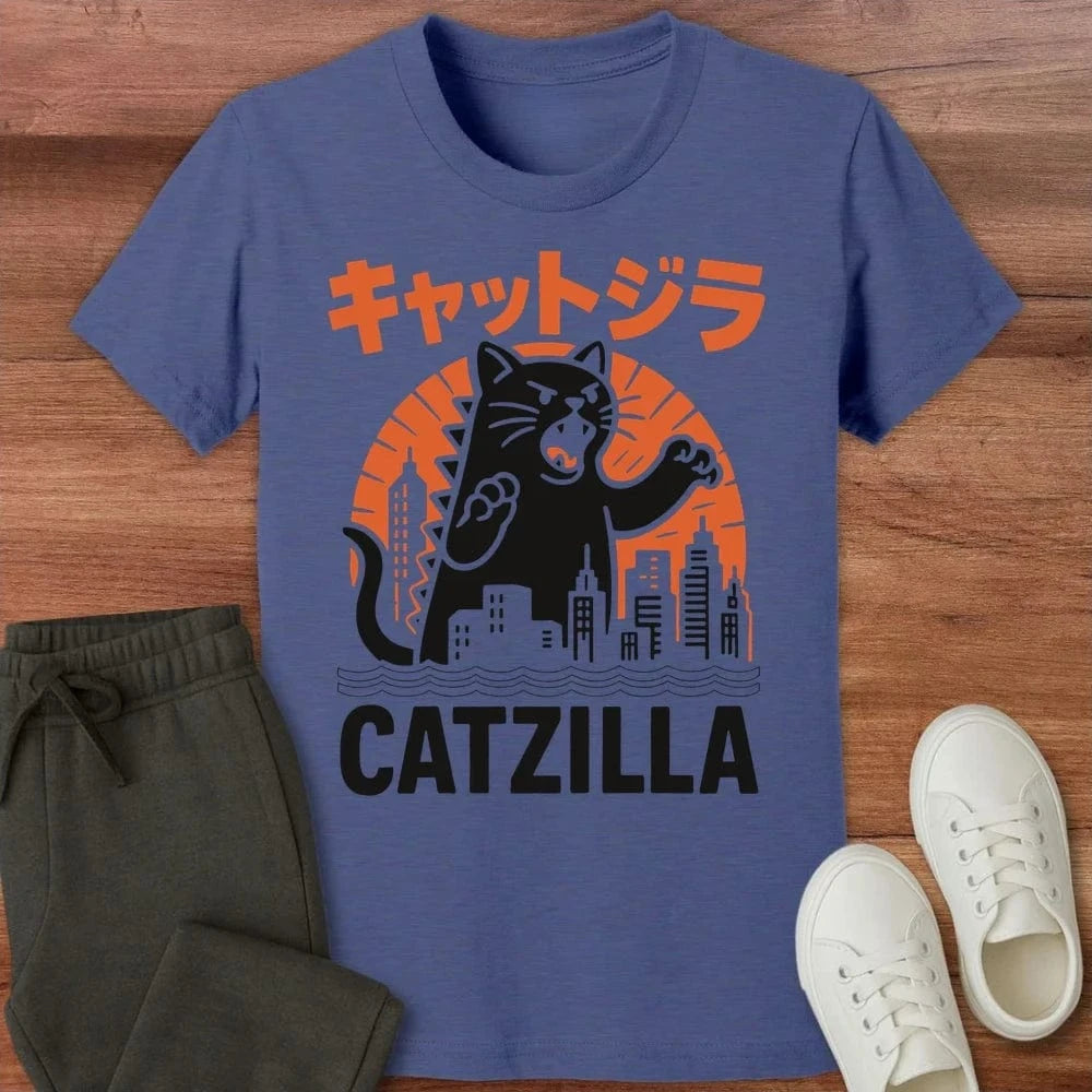 Kyattojira Strikes Kids T-Shirt Heather Navy / S 25493565262374987923 Kids clothes