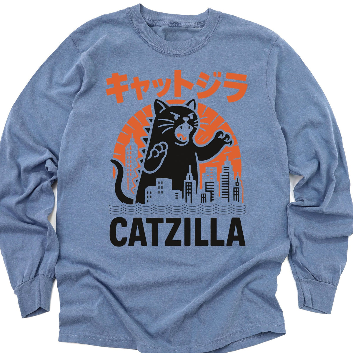 Kyattojira Strikes Long Sleeve Blue Jean / M 27640249322310280096 Long-sleeve