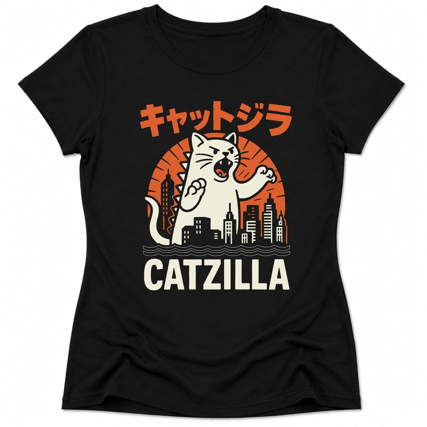 Kyattojira Strikes Womens Tee Black / S 15613992054937769006 T-Shirt