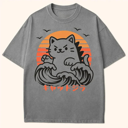 Kyattojira Sunset T-Shirt Grey / S 33901462659233338391 T-Shirt