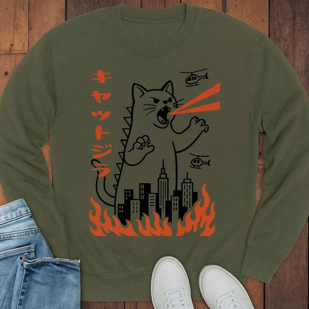 Kyattojira Sweatshirt S / Military Green 27324174301993435744 Sweatshirt