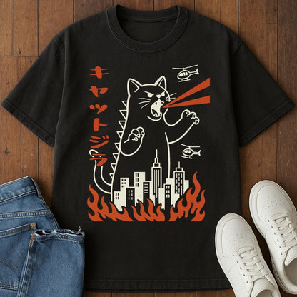 Kyattojira T-Shirt  – Softest Cat Tee on Earth Black / S 96543797279812078977 T-Shirt