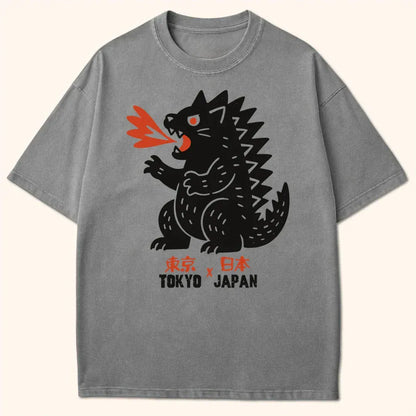 Kyattojira Tokyo Japan T-Shirt Grey / S 21051106981642097299 T-Shirt