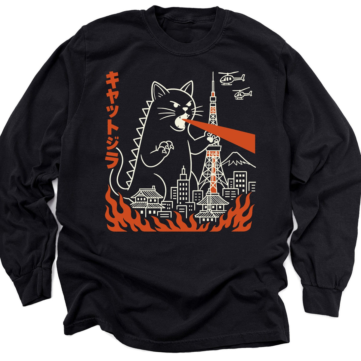 Kyattojira Visits Tokyo Long Sleeve Black / M 79097813233837005580 Long-sleeve
