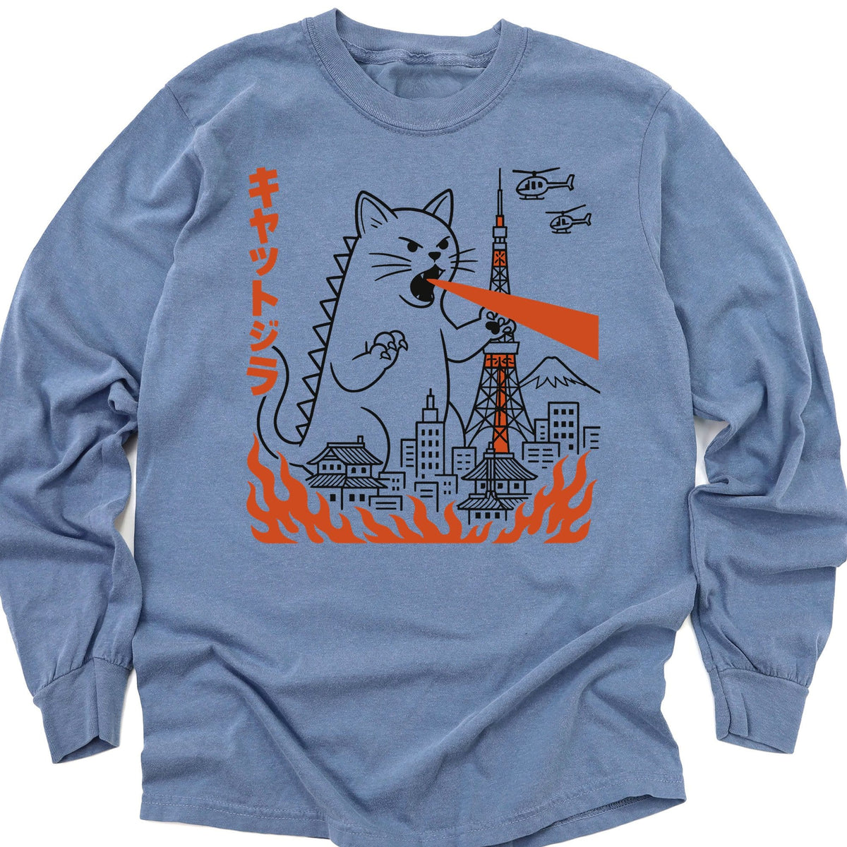 Kyattojira Visits Tokyo Long Sleeve Blue Jean / M 12744418577720622220 Long-sleeve