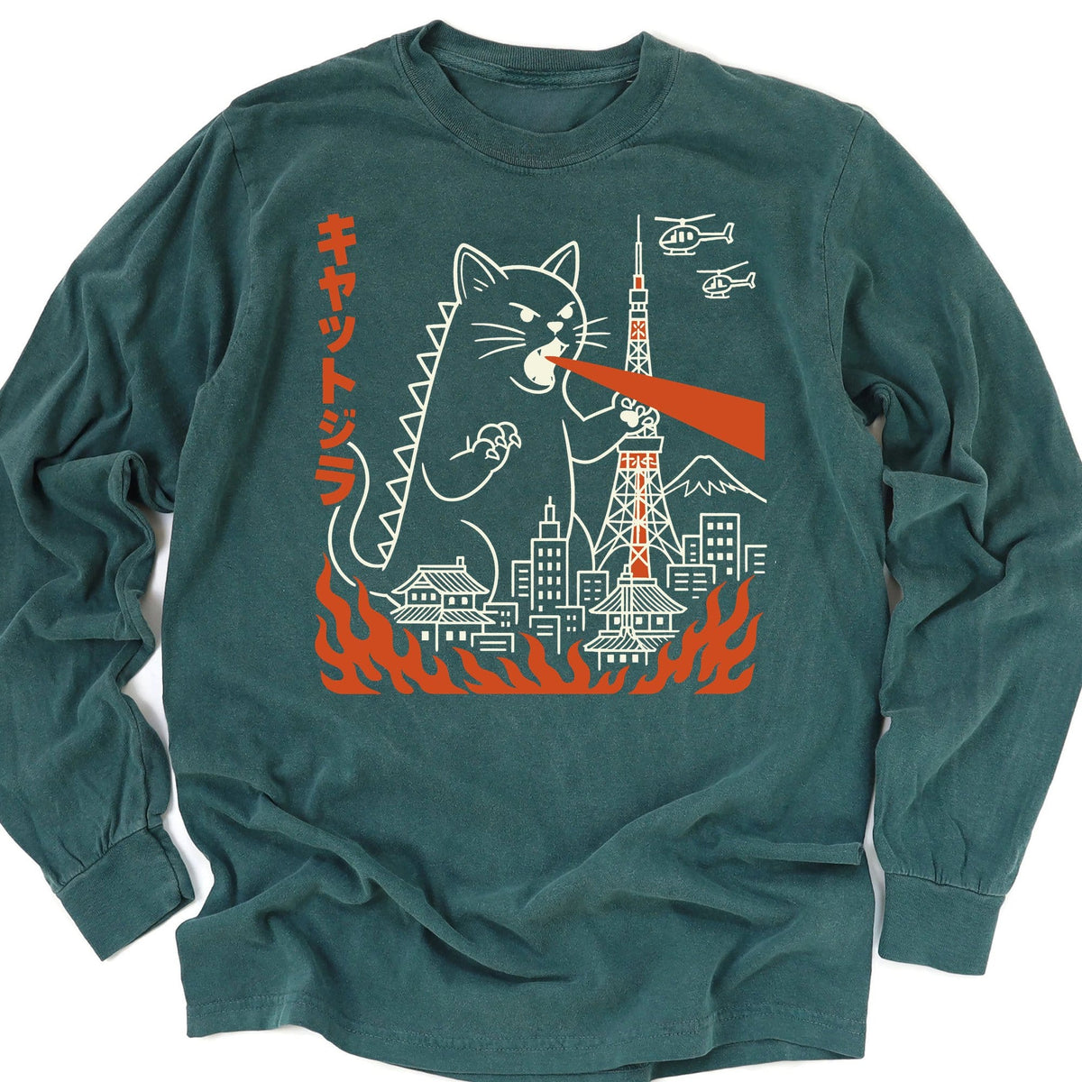 Kyattojira Visits Tokyo Long Sleeve Blue Spruce / M 21320216275720036258 Long-sleeve