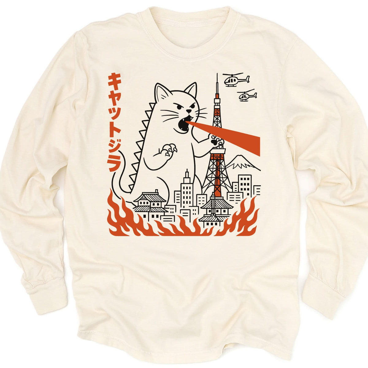 Kyattojira Visits Tokyo Long Sleeve Ivory / M 10250517821766726133 Long-sleeve