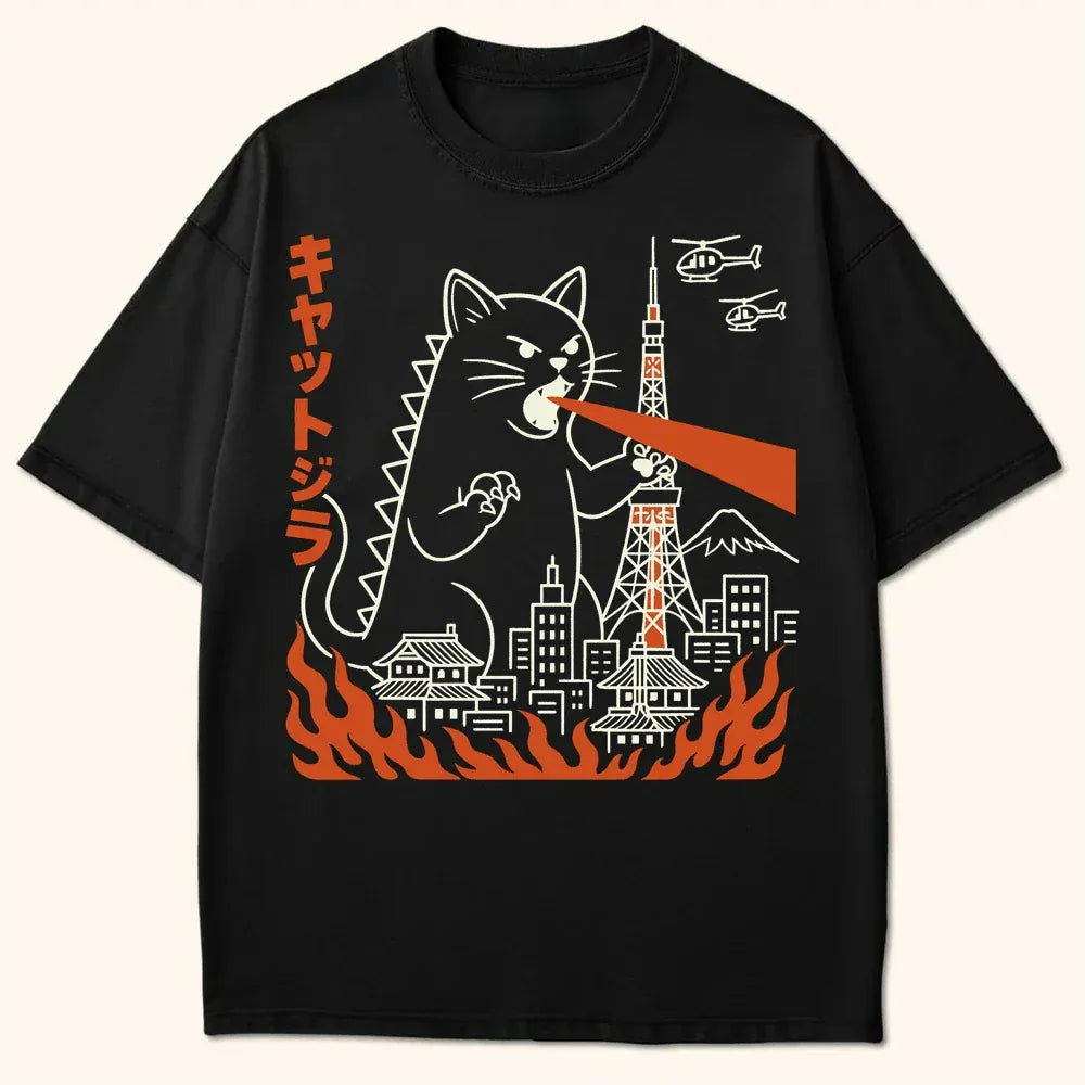 Kyattojira Visits Tokyo T-Shirt Black / S 87282711314492838606 T-Shirt