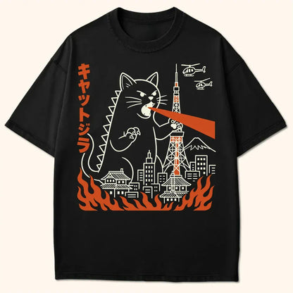 Kyattojira Visits Tokyo T-Shirt Black / S 87282711314492838606 T-Shirt