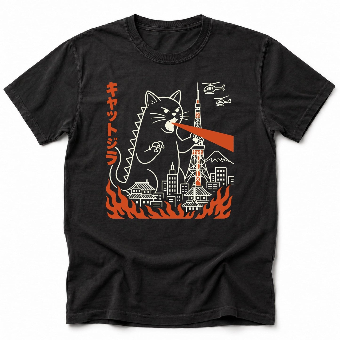 Kyattojira Visits Tokyo T-Shirt Black / S 87282711314492838606 T-Shirt