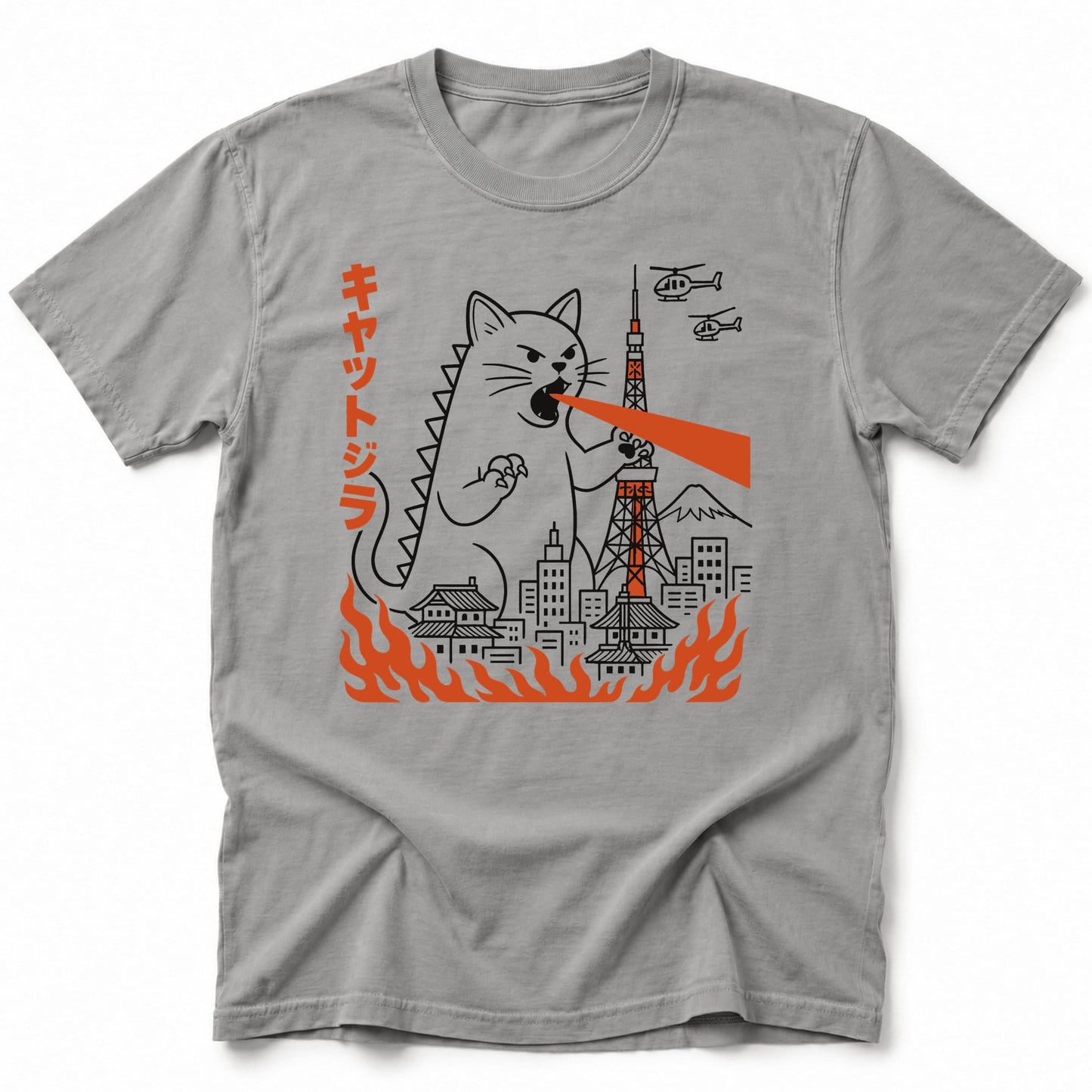 Kyattojira Visits Tokyo T-Shirt Grey / S 23560144273526098470 T-Shirt