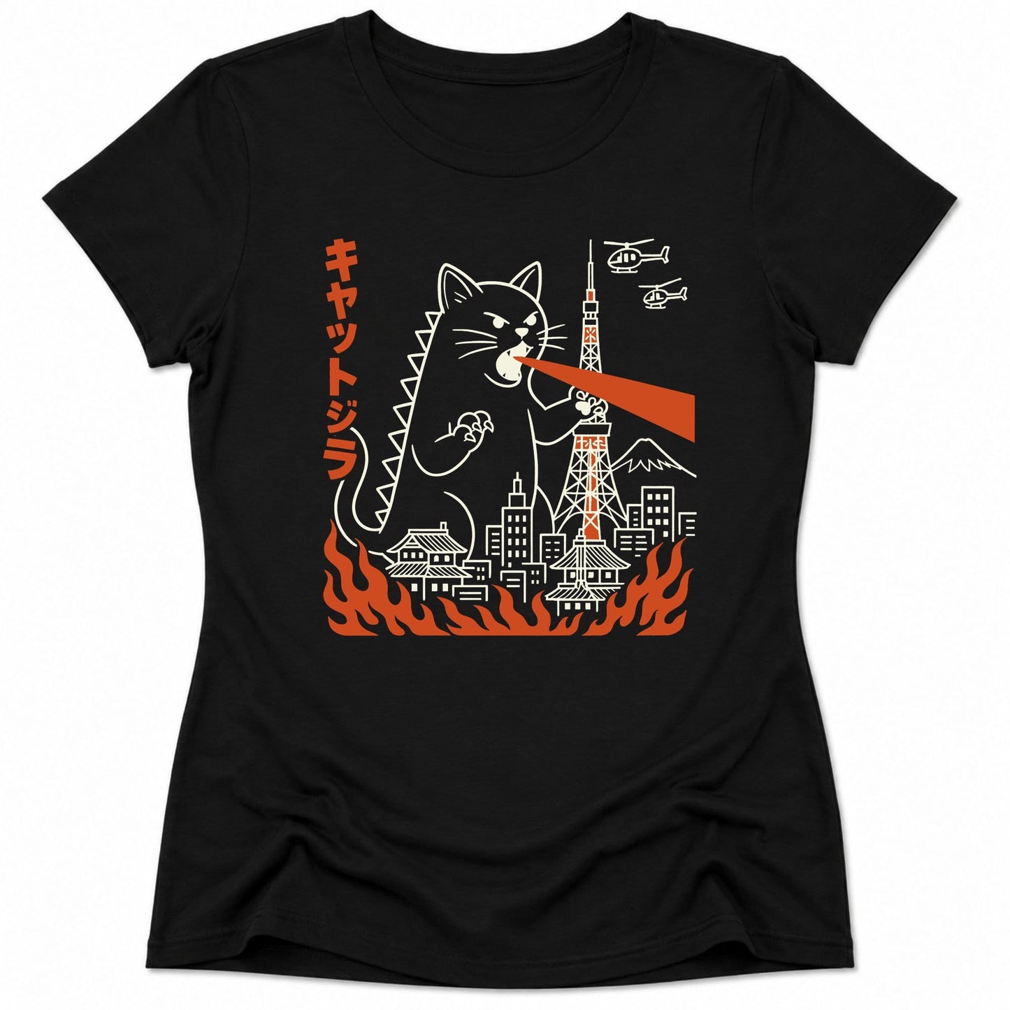 Kyattojira Visits Tokyo Womens Tee Black / S 19580973901310088925 T-Shirt