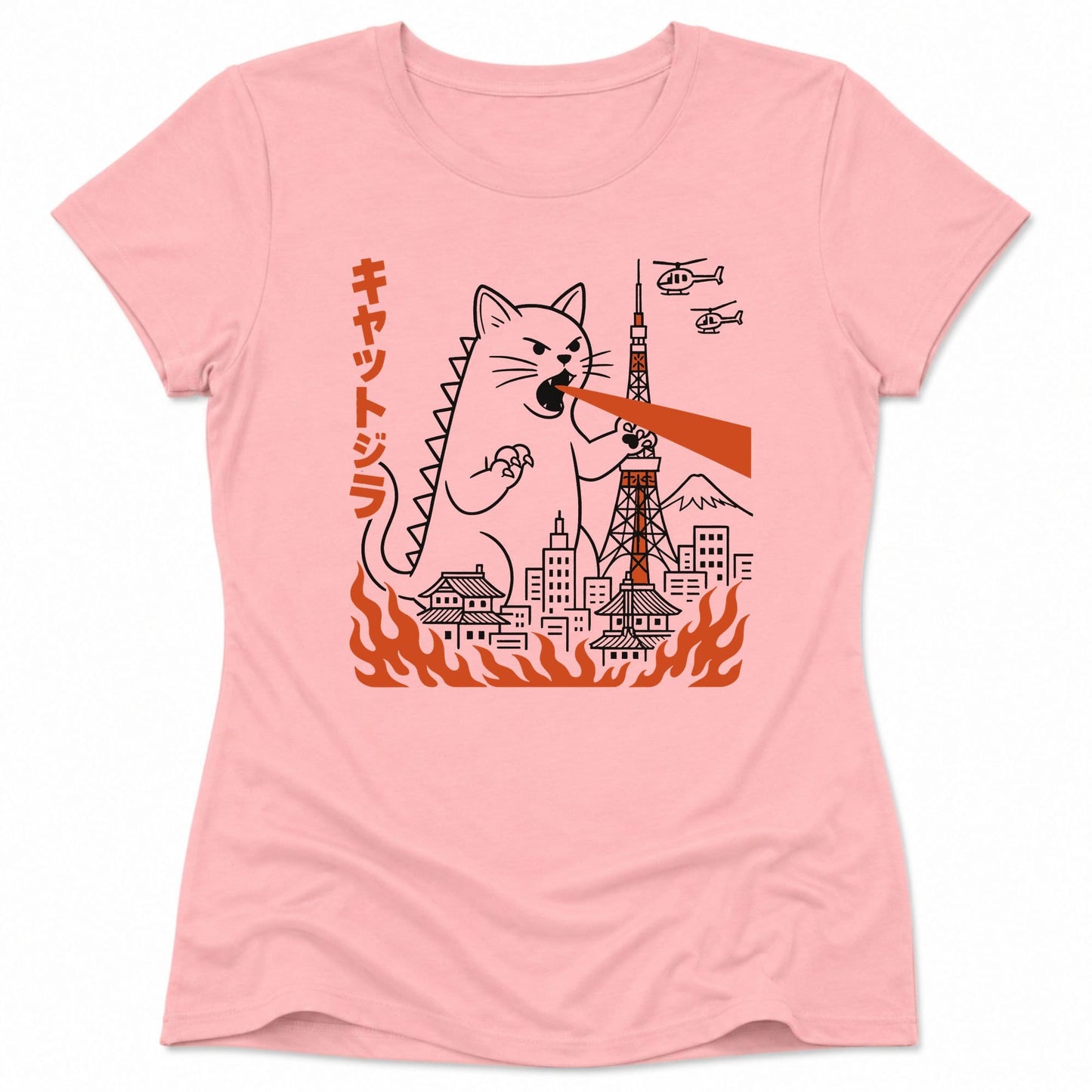 Kyattojira Visits Tokyo Womens Tee Pink / S 11531017175553020808 T-Shirt