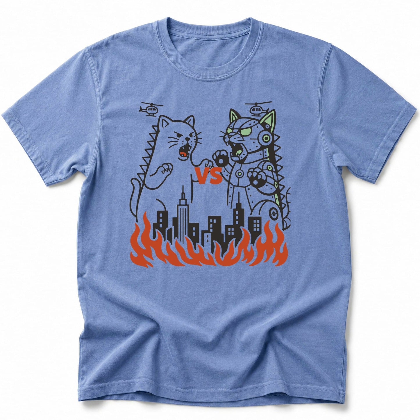 Kyattojira Vs Mecha T-Shirt Blue Jean / S 38107638676857680361 T-Shirt