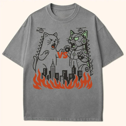 Kyattojira Vs Mecha T-Shirt Grey / S 10377960850242859041 T-Shirt