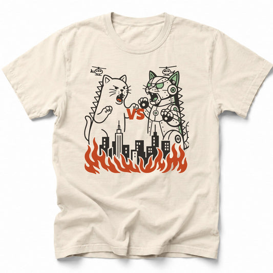Kyattojira Vs Mecha T-Shirt Ivory / S 23841125465788752900 T-Shirt
