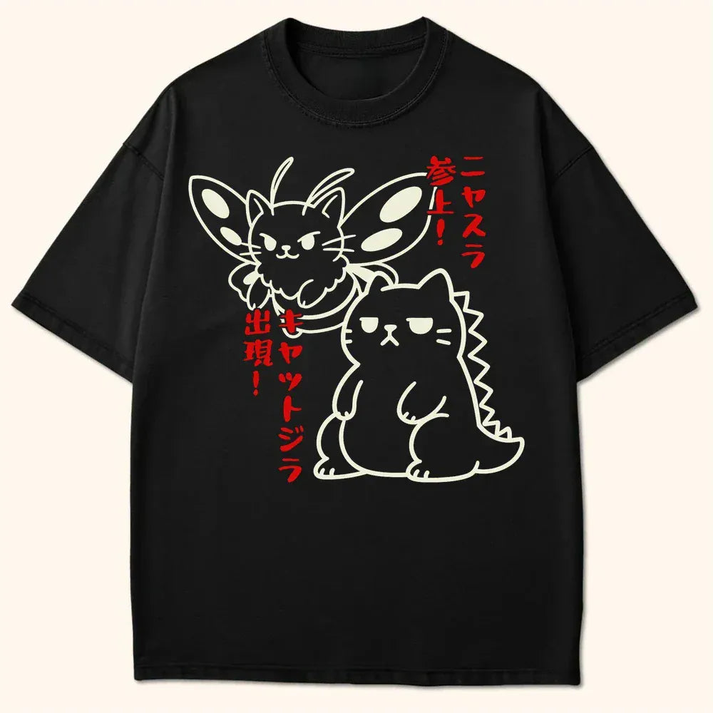 Kyattojira X Nyasura Arrives T-Shirt Black / S 27318568621011641364 T-Shirt