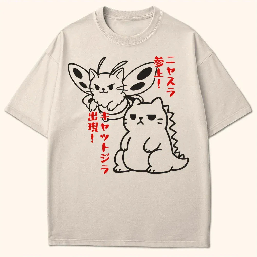 Kyattojira X Nyasura Arrives T-Shirt Ivory / S 18672316446576264072 T-Shirt