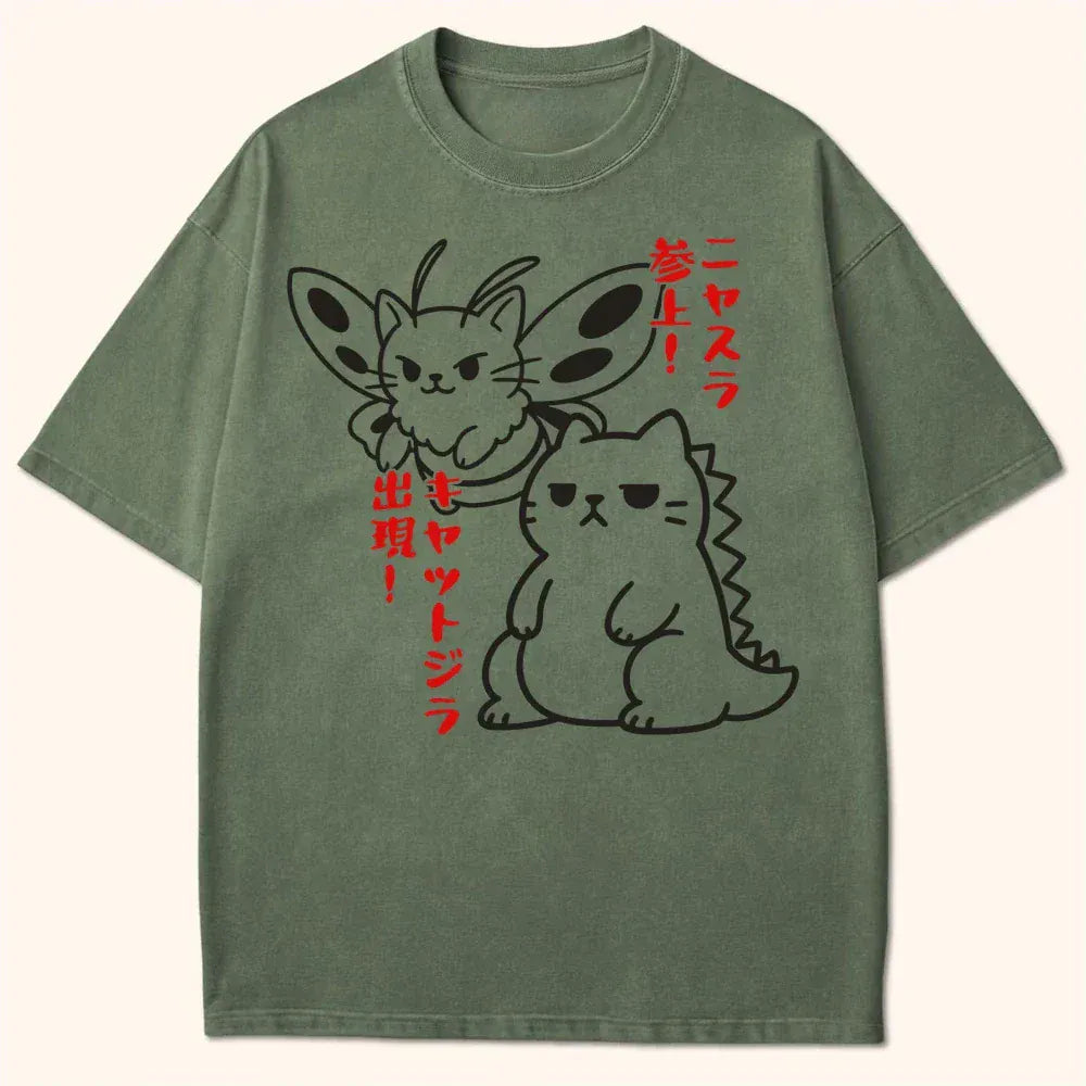 Kyattojira X Nyasura Arrives T-Shirt Moss / S 30185910068064416547 T-Shirt