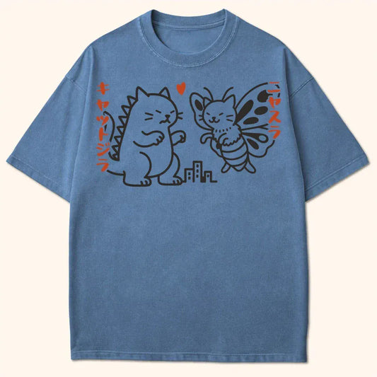 Kyattojira X Nyasura T-Shirt Blue Jean / S 13101712283165573776 T-Shirt