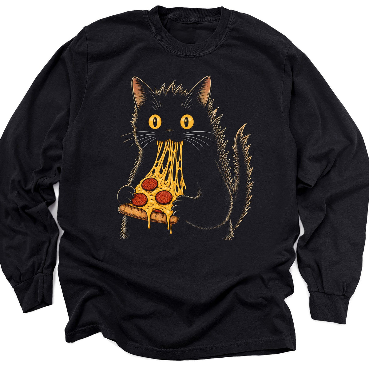 Kyattojiras Fav Pizza Long Sleeve Black / M 24026003295177187966 Long-sleeve