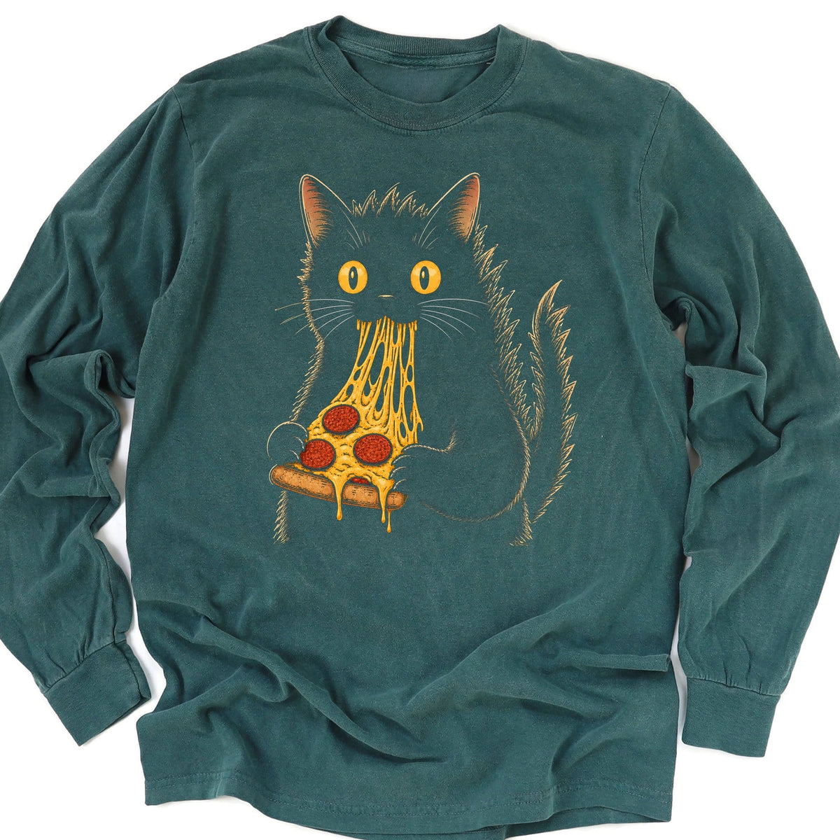 Kyattojiras Fav Pizza Long Sleeve Blue Spruce / M 30402425343326254970 Long-sleeve