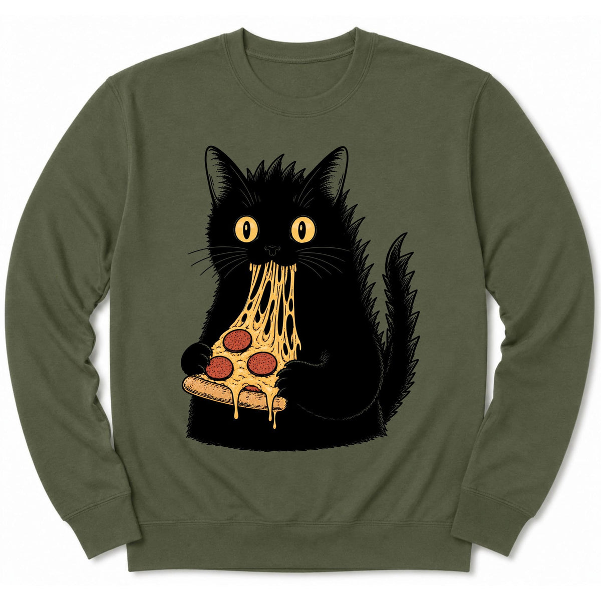 Kyattojiras Fav Pizza Sweatshirt Military Green / S 11954641196258094828 Sweatshirt