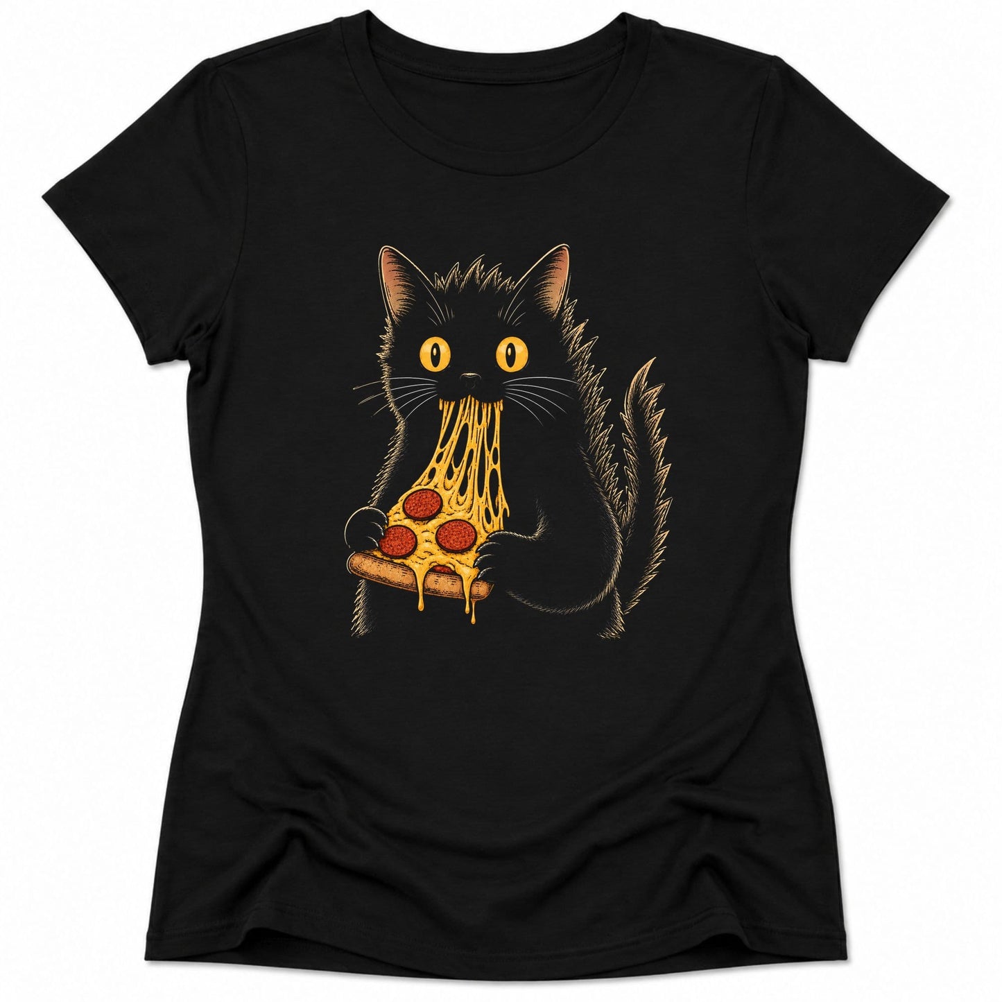 Kyattojiras Fav Pizza Womens Tee S / Black 29374832510041506802 T-Shirt