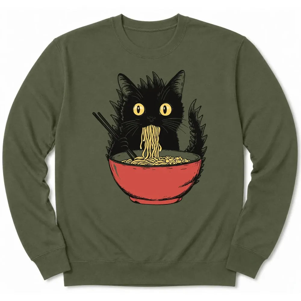 Kyattojiras Fav Ramen Sweatshirt Military Green / S 12678377884918240132 Sweatshirt
