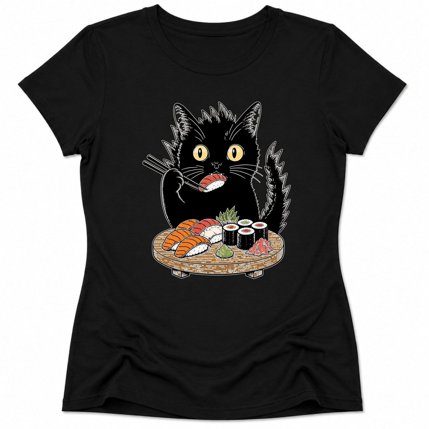 Kyattojiras Fav Sushi Womens Tee S / Black 67157758109988408777 T-Shirt