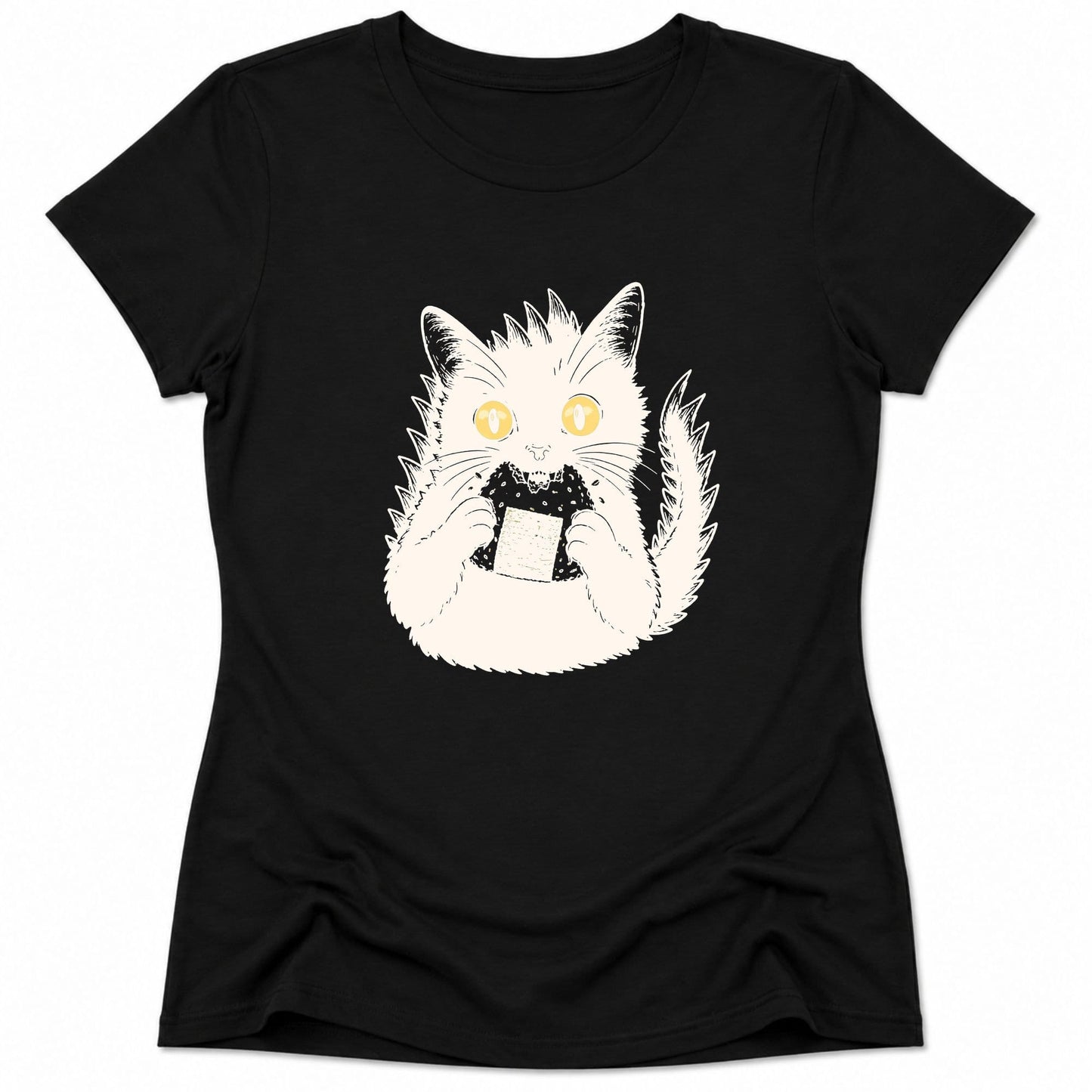 Kyattojiras Onigiri Womens Tee Black / S 20807636204528485377 T-Shirt