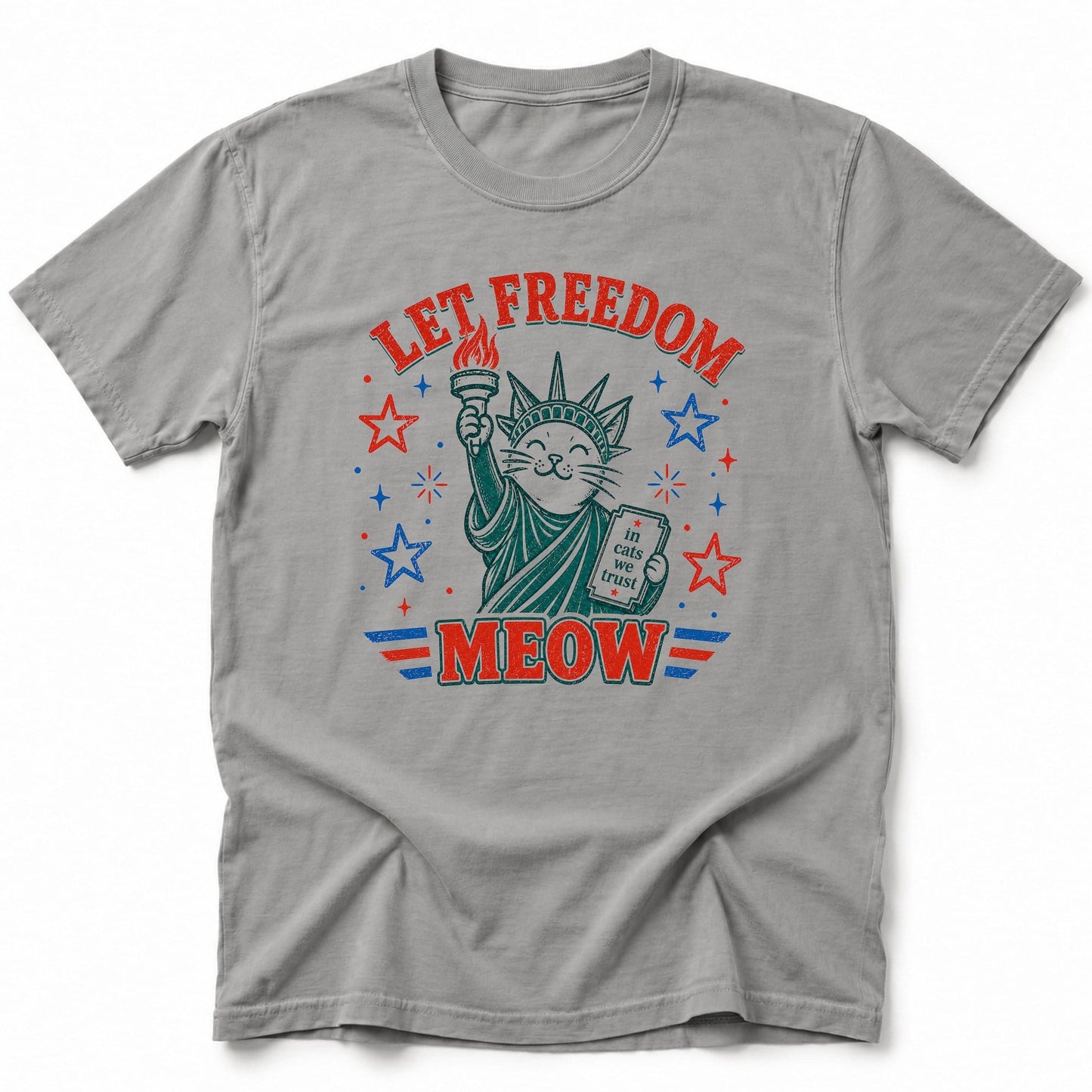 Let Freedom Meow T-Shirt Grey / S 43318571898974739262 T-Shirt