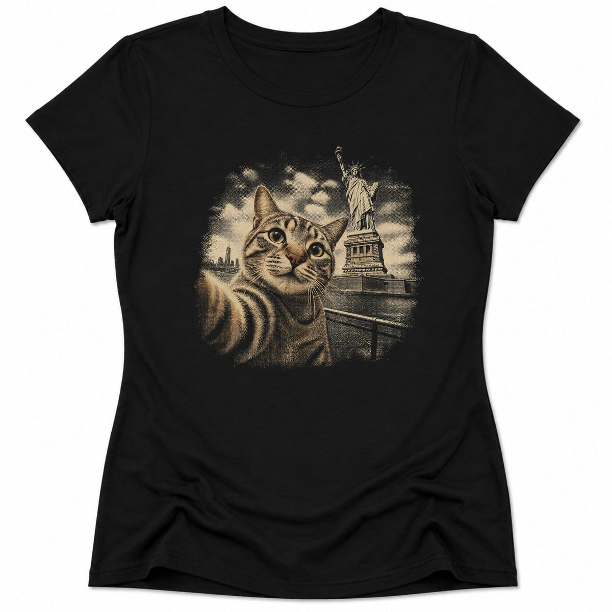 Liberty Meow Womens Tee Black / S 24463857977650612041 T-Shirt