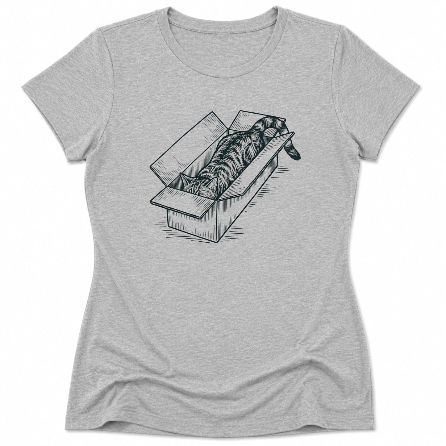 Long Box Cat Womens Tee Athletic Heather / S 33798293185587306264 T-Shirt