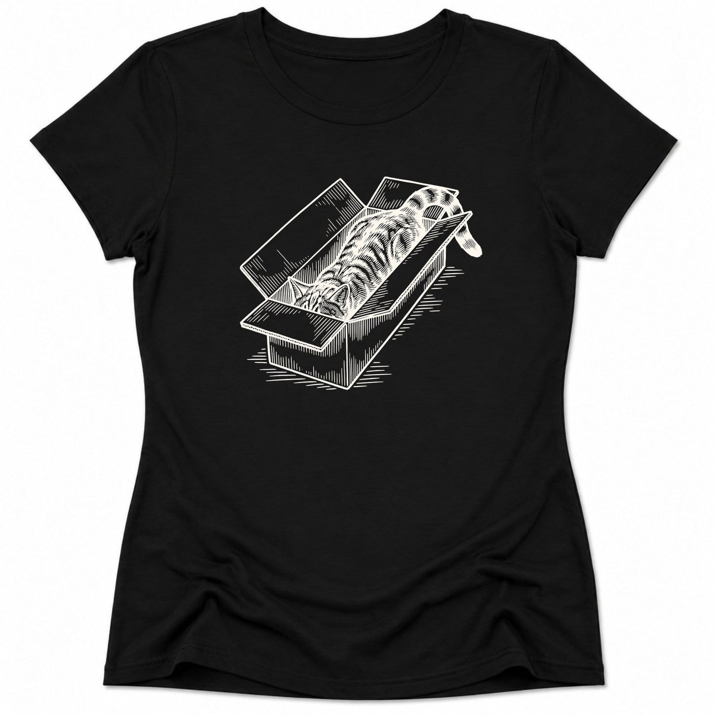 Long Box Cat Womens Tee Black / S 17779850021875121930 T-Shirt