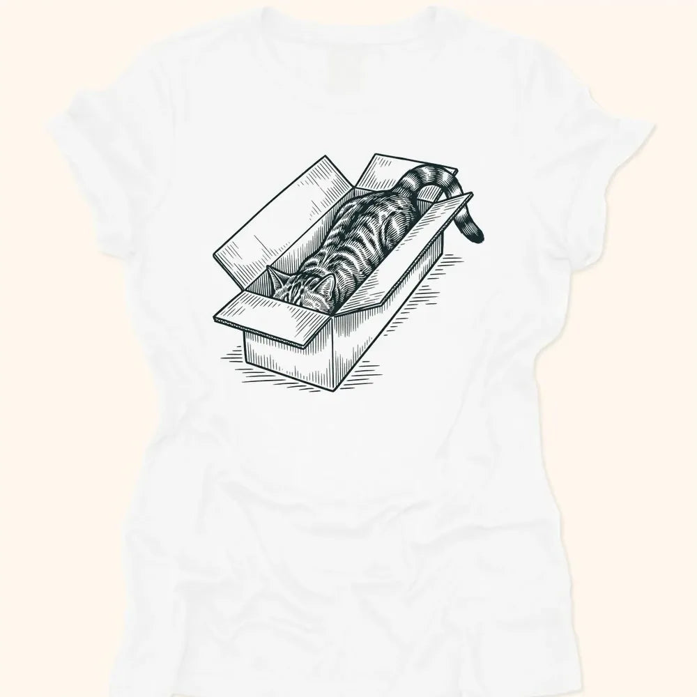 Long Box Cat Womens Tee White / S 17491195853349631063 T-Shirt