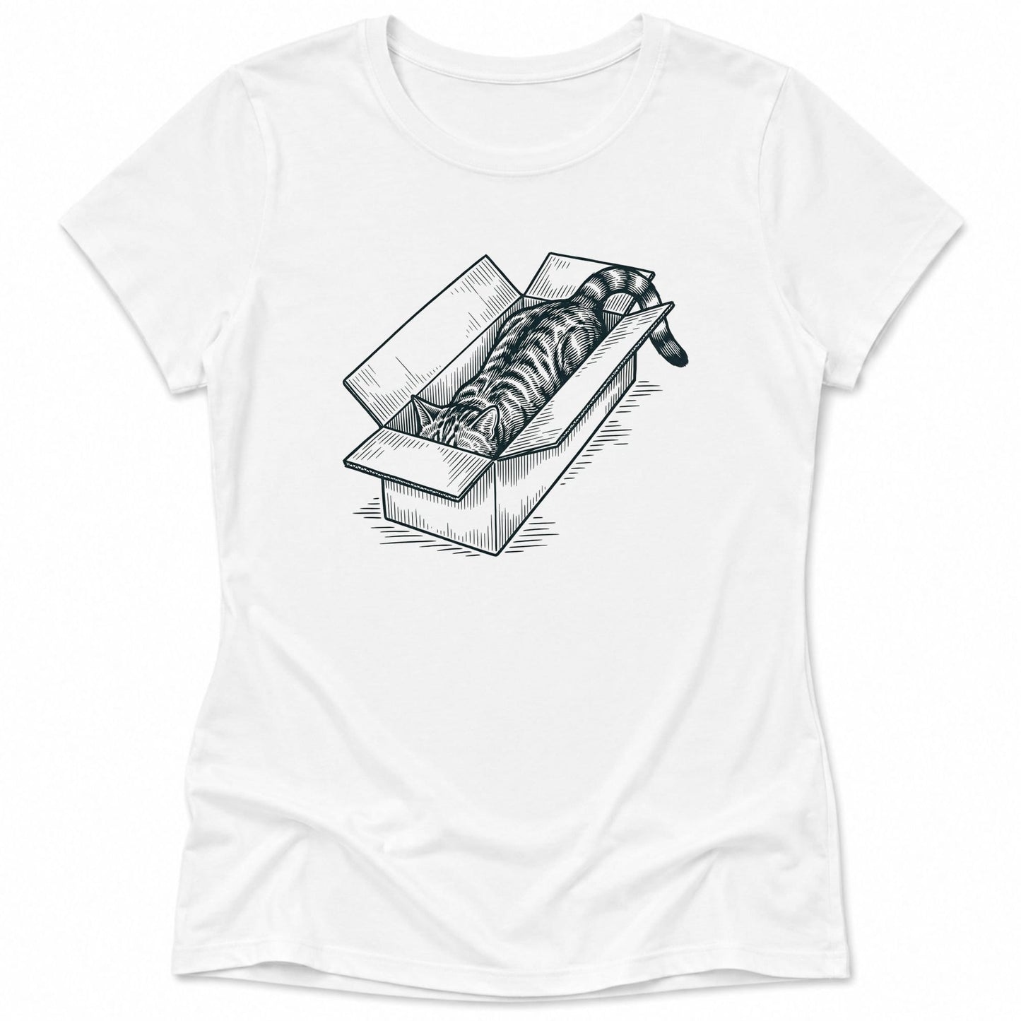 Long Box Cat Womens Tee White / S 17491195853349631063 T-Shirt