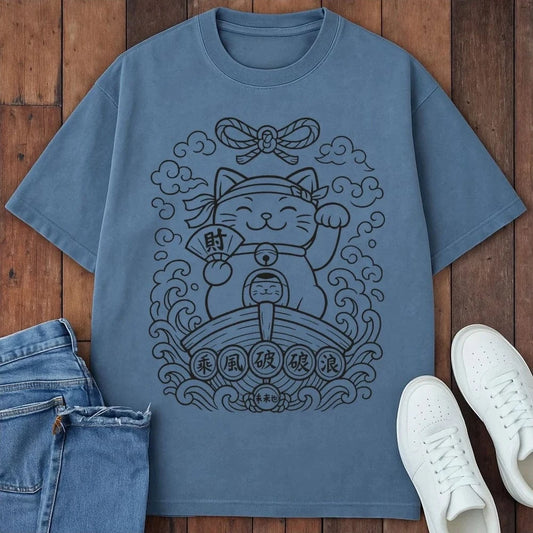 Lucky Cat Currents T-Shirt Blue Jean / S 98571173901860874169 T-Shirt