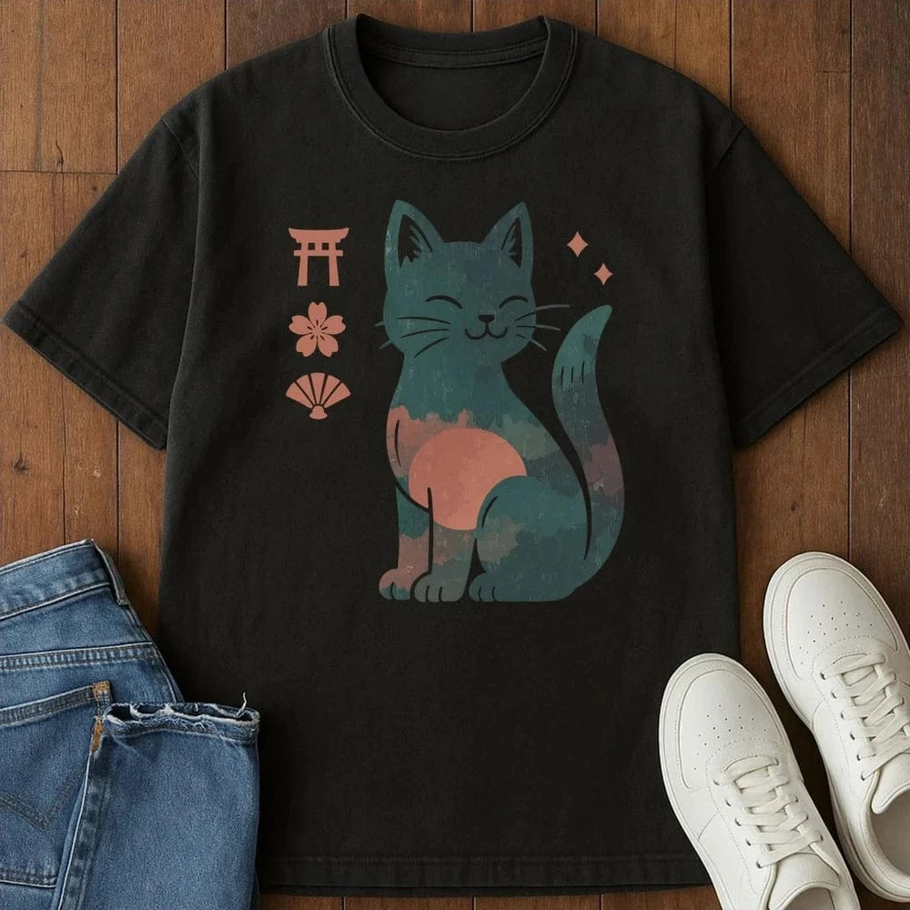 Lucky Cat Spirit T-Shirt Black / S 31497579992990934273 T-Shirt
