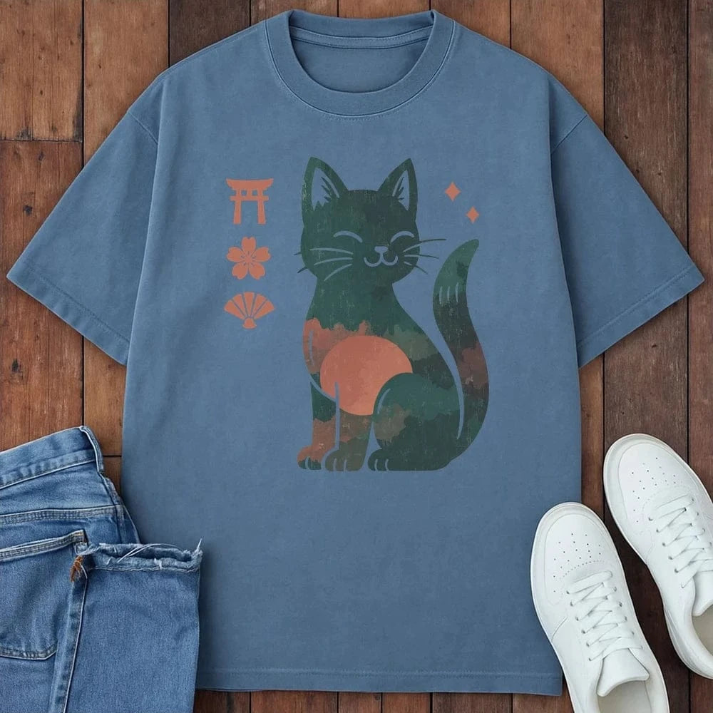 Lucky Cat Spirit T-Shirt Blue Jean / S 32300375925173795200 T-Shirt
