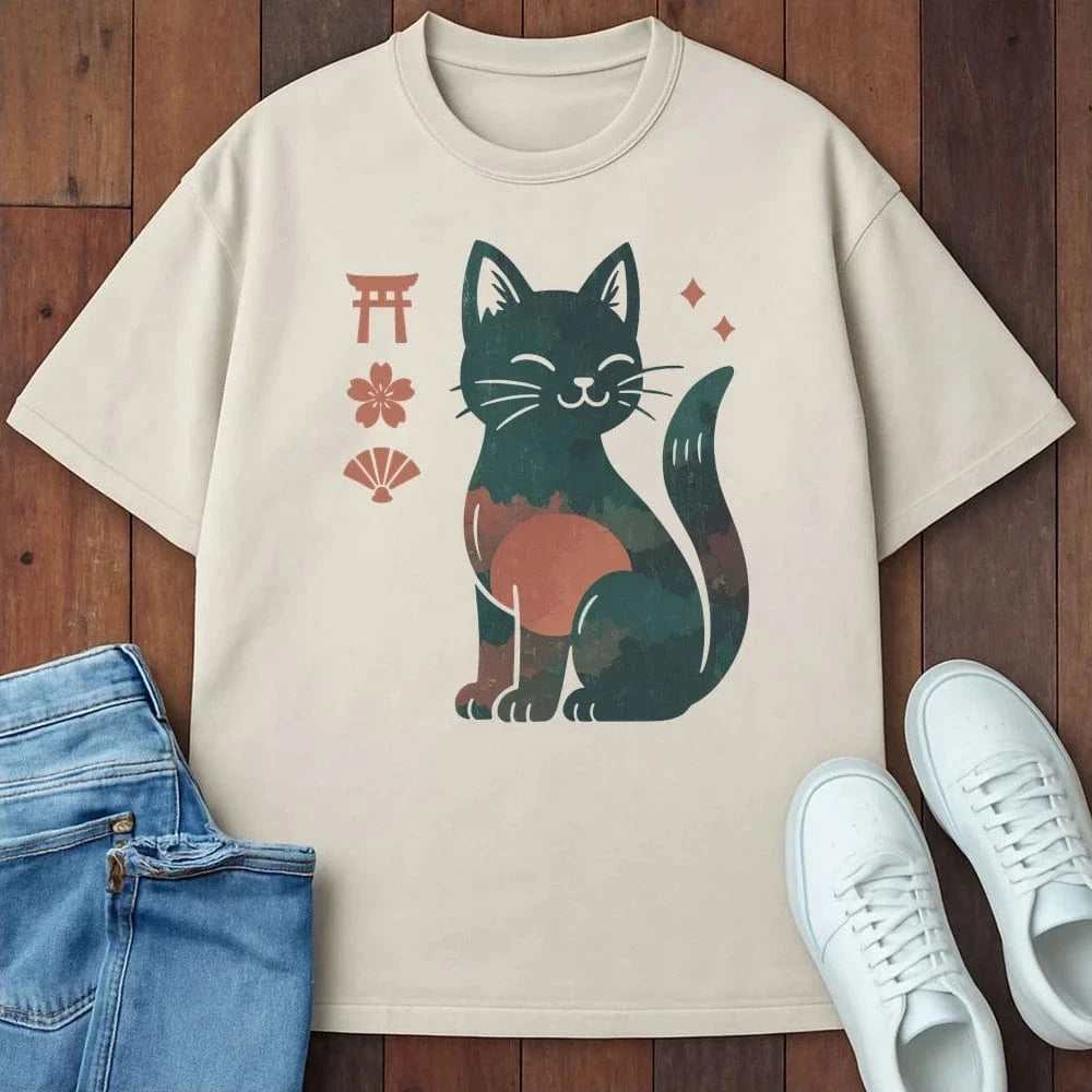 Lucky Cat Spirit T-Shirt Ivory / S 90628546804252464798 T-Shirt