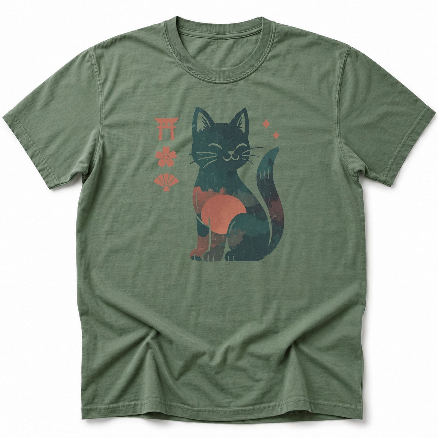 Lucky Cat Spirit T-Shirt Moss / S 17202689691445967405 T-Shirt